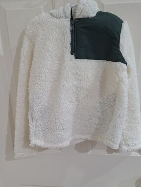 Avalon Apparel Kids Sherpa Half Zip Fleece Hoodie Size 6/8 White Green